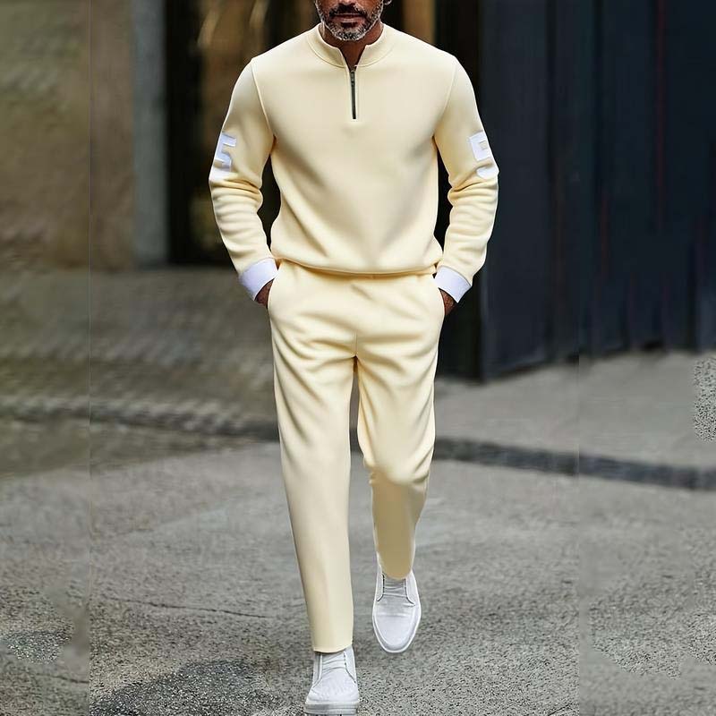Men's Quarter Zip Pullover & Sweatpants Set
