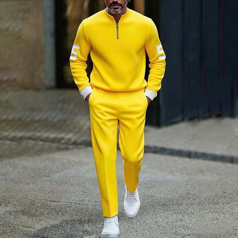 Men's Quarter Zip Pullover & Sweatpants Set