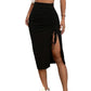 Women's High Waisted Ruched Bodycon Skirt