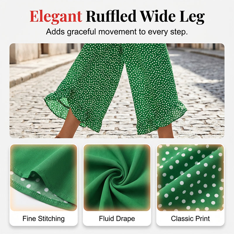 🎁New arrival 50% OFF💥Women’s Polka Dot Flowy High-Waisted Wide-Leg Trousers – Slimming, Comfy & Chic!🌟