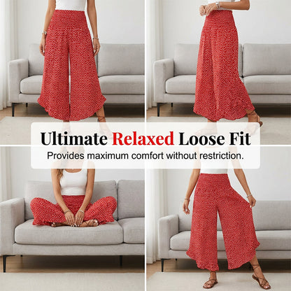🎁New arrival 50% OFF💥Women’s Polka Dot Flowy High-Waisted Wide-Leg Trousers – Slimming, Comfy & Chic!🌟