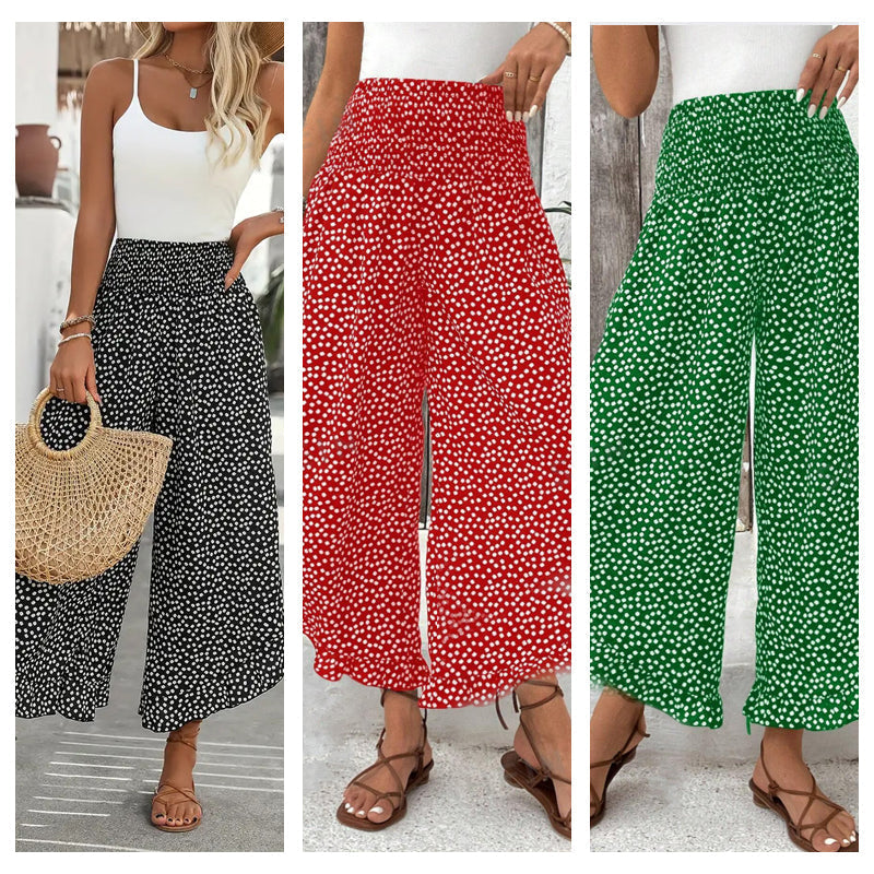 🎁New arrival 50% OFF💥Women’s Polka Dot Flowy High-Waisted Wide-Leg Trousers – Slimming, Comfy & Chic!🌟