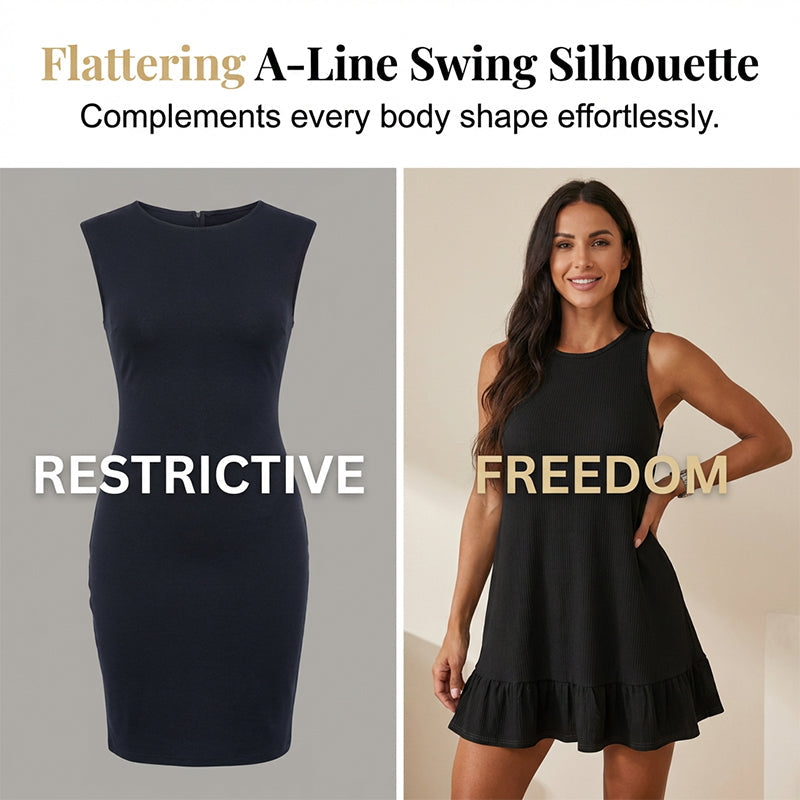 Sleeveless Ruffle Hem Swing Dress