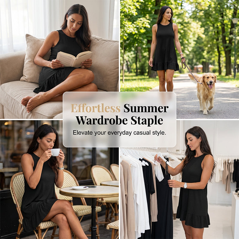 Sleeveless Ruffle Hem Swing Dress