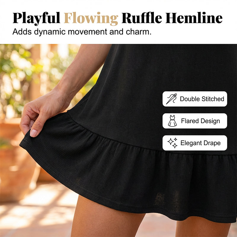 Sleeveless Ruffle Hem Swing Dress