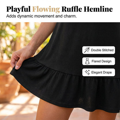Sleeveless Ruffle Hem Swing Dress