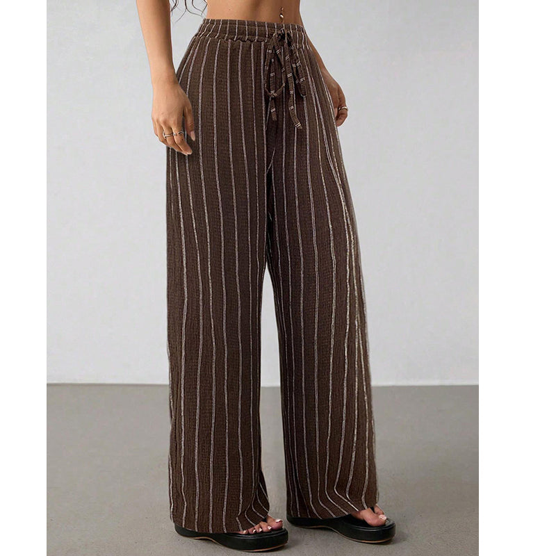 👖Women's Striped Drawstring Wide-Leg Pants – Lightweight, Breathable & Adjustable Waist for Casual Chic ✨🍃