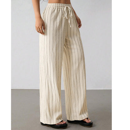 👖Women's Striped Drawstring Wide-Leg Pants – Lightweight, Breathable & Adjustable Waist for Casual Chic ✨🍃