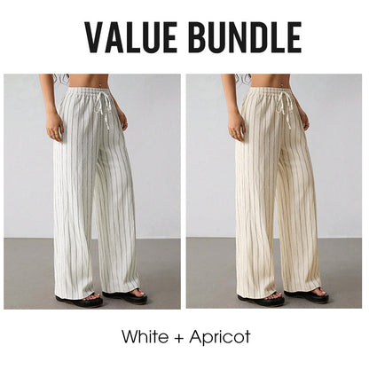 👖Women's Striped Drawstring Wide-Leg Pants – Lightweight, Breathable & Adjustable Waist for Casual Chic ✨🍃
