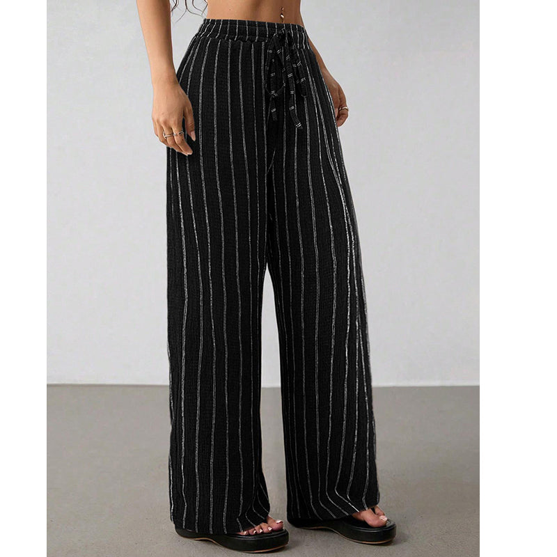 👖Women's Striped Drawstring Wide-Leg Pants – Lightweight, Breathable & Adjustable Waist for Casual Chic ✨🍃