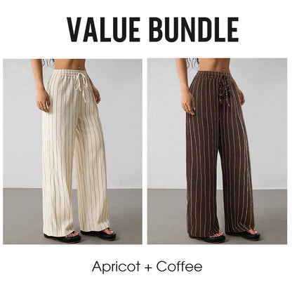 👖Women's Striped Drawstring Wide-Leg Pants – Lightweight, Breathable & Adjustable Waist for Casual Chic ✨🍃