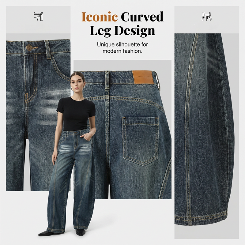 Women's Casual High Waist Barrel Jeans