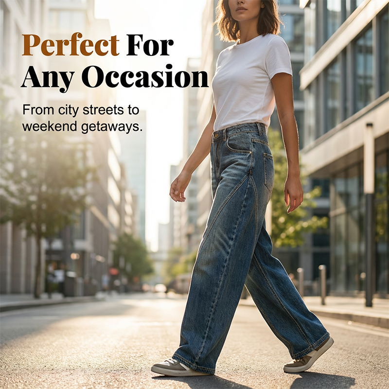 Women's Casual High Waist Barrel Jeans