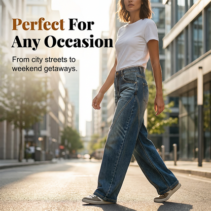 Women's Casual High Waist Barrel Jeans
