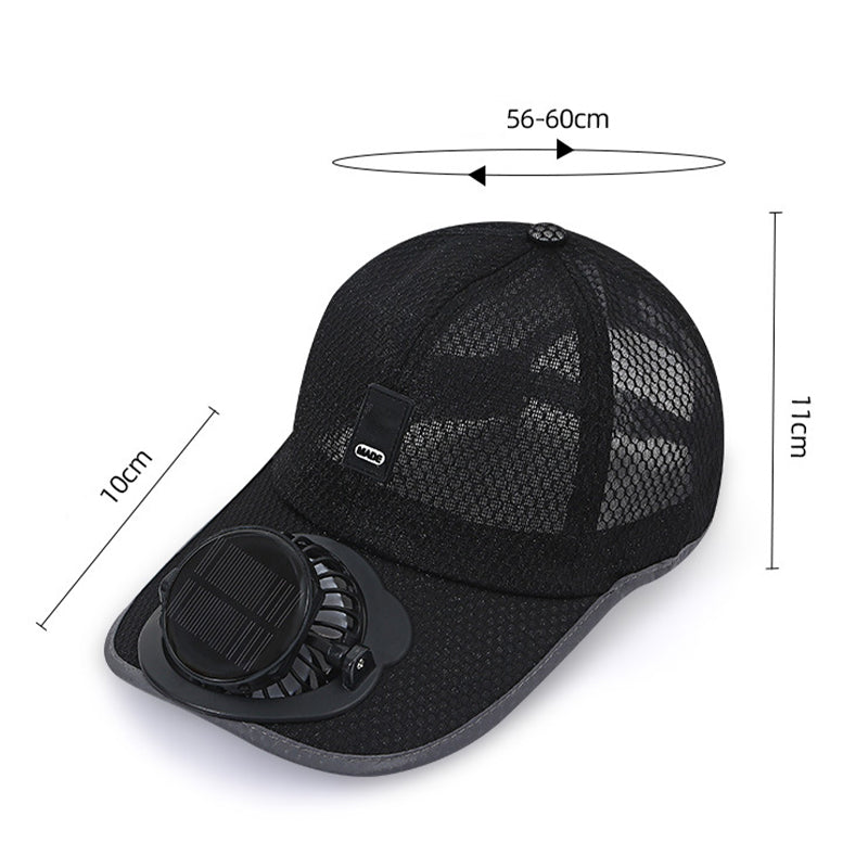 🔥Hot Sale🔥Breathable Baseball Cap with Solar FanAdults Mesh Baseball Cap Fishing Beach Hats with Solar Fan, Summer UV Protection Sun Hat, Solar Powered/USB Charging Sunhat