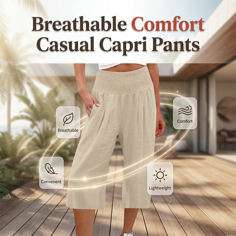 👖 Women’s Lightweight Elastic Waist Crop Pants (S-3XL) – Comfortable, Flowy & Perfect for Casual Summer Outfits ✨🌿
