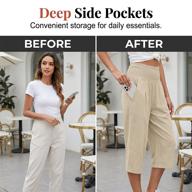 👖 Women’s Lightweight Elastic Waist Crop Pants (S-3XL) – Comfortable, Flowy & Perfect for Casual Summer Outfits ✨🌿