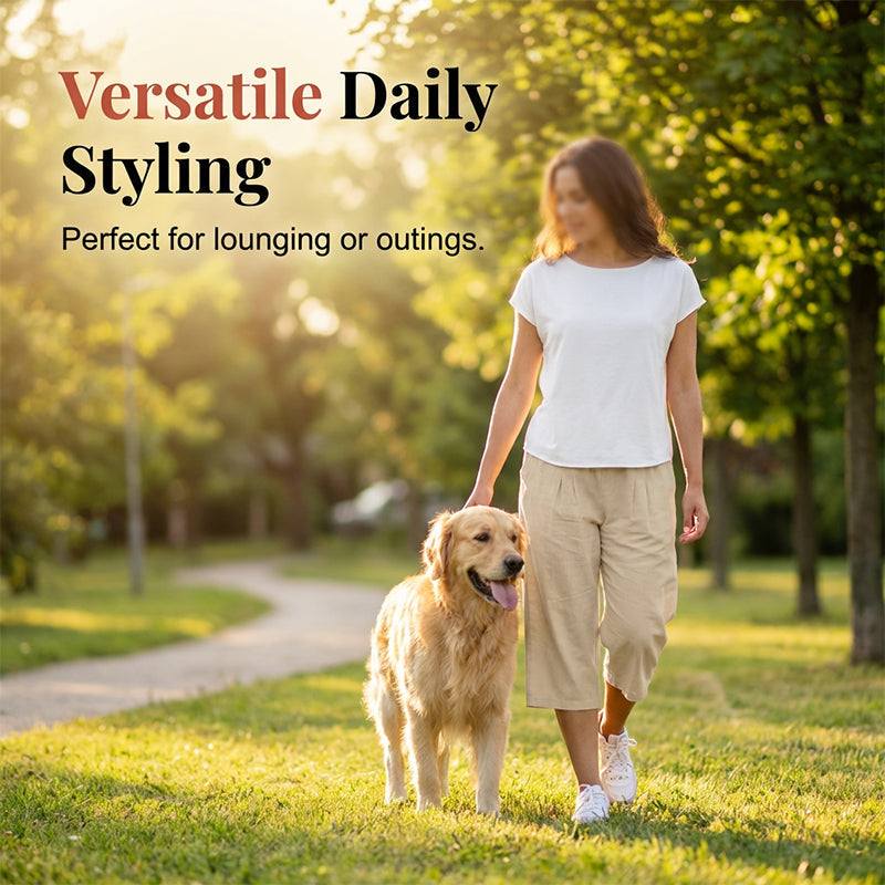 👖 Women’s Lightweight Elastic Waist Crop Pants (S-3XL) – Comfortable, Flowy & Perfect for Casual Summer Outfits ✨🌿