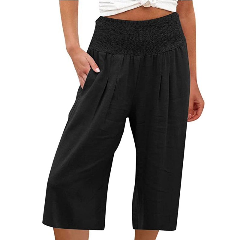 👖 Women’s Lightweight Elastic Waist Crop Pants (S-3XL) – Comfortable, Flowy & Perfect for Casual Summer Outfits ✨🌿