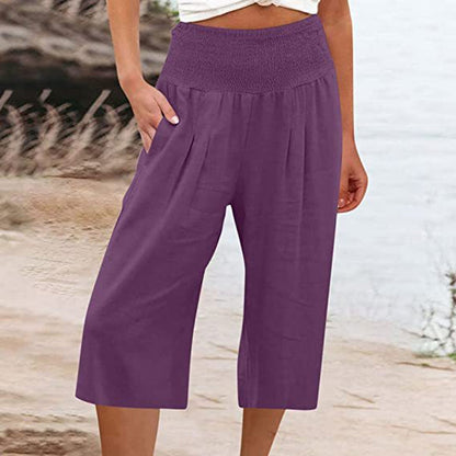 👖 Women’s Lightweight Elastic Waist Crop Pants (S-3XL) – Comfortable, Flowy & Perfect for Casual Summer Outfits ✨🌿