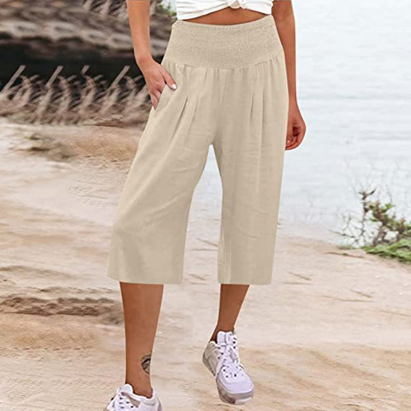 👖 Women’s Lightweight Elastic Waist Crop Pants (S-3XL) – Comfortable, Flowy & Perfect for Casual Summer Outfits ✨🌿