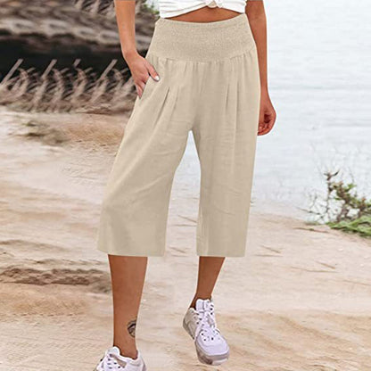 👖 Women’s Lightweight Elastic Waist Crop Pants (S-3XL) – Comfortable, Flowy & Perfect for Casual Summer Outfits ✨🌿
