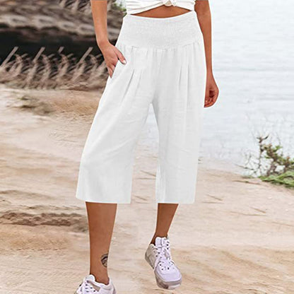 👖 Women’s Lightweight Elastic Waist Crop Pants (S-3XL) – Comfortable, Flowy & Perfect for Casual Summer Outfits ✨🌿