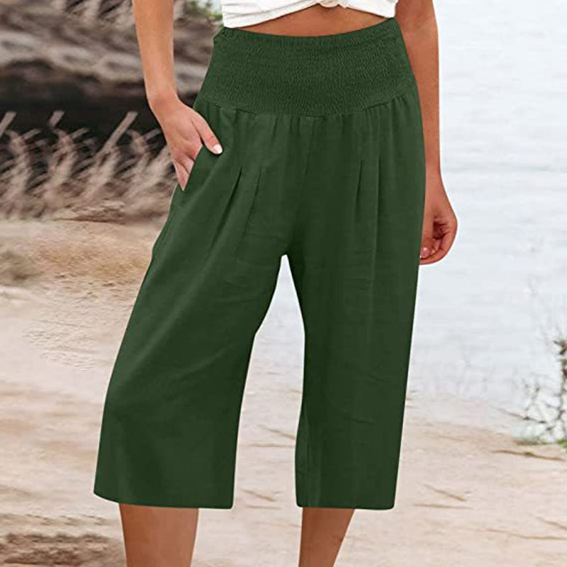 👖 Women’s Lightweight Elastic Waist Crop Pants (S-3XL) – Comfortable, Flowy & Perfect for Casual Summer Outfits ✨🌿