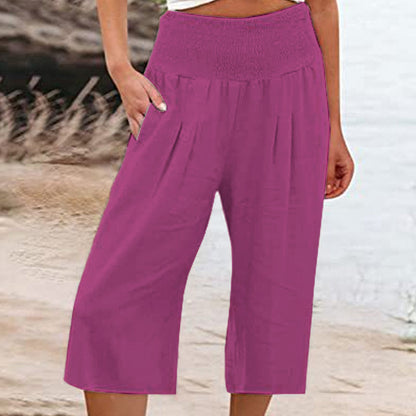 👖 Women’s Lightweight Elastic Waist Crop Pants (S-3XL) – Comfortable, Flowy & Perfect for Casual Summer Outfits ✨🌿