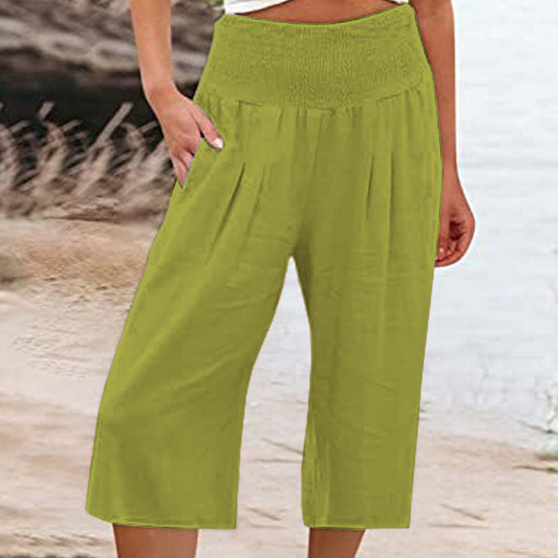 👖 Women’s Lightweight Elastic Waist Crop Pants (S-3XL) – Comfortable, Flowy & Perfect for Casual Summer Outfits ✨🌿