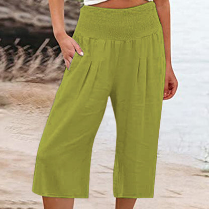 👖 Women’s Lightweight Elastic Waist Crop Pants (S-3XL) – Comfortable, Flowy & Perfect for Casual Summer Outfits ✨🌿