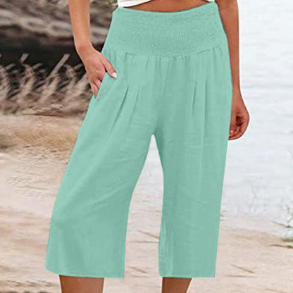 👖 Women’s Lightweight Elastic Waist Crop Pants (S-3XL) – Comfortable, Flowy & Perfect for Casual Summer Outfits ✨🌿