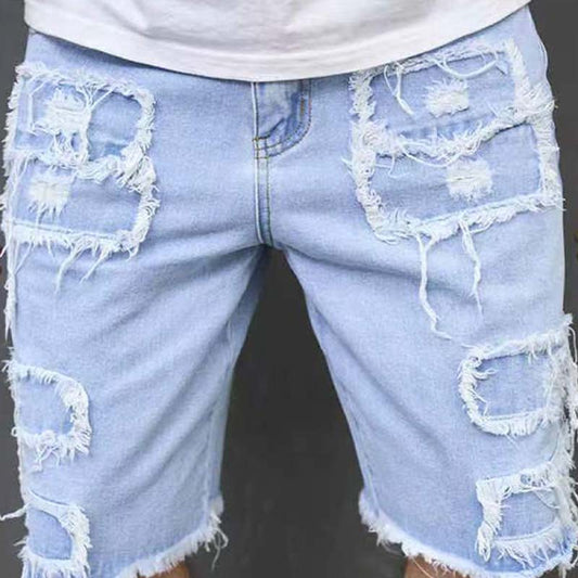 🔥Men's Ripped Denim Shorts with Frayed Details