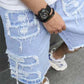 🔥Men's Ripped Denim Shorts with Frayed Details