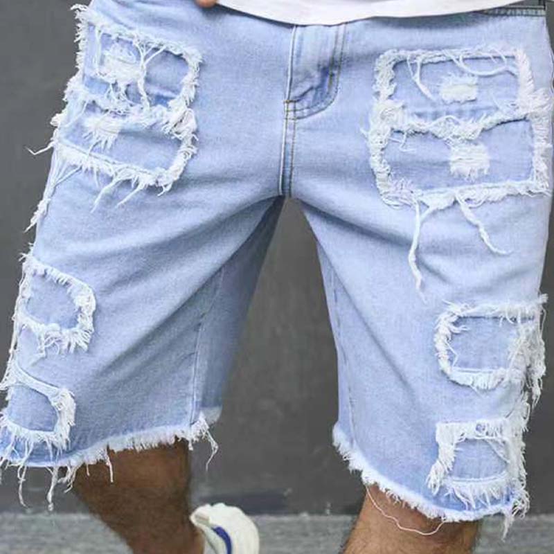 🔥Men's Ripped Denim Shorts with Frayed Details