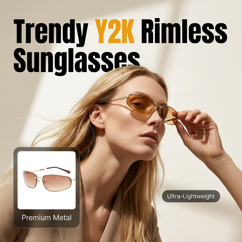 Y2K Retro Rimless Sunglasses for Women