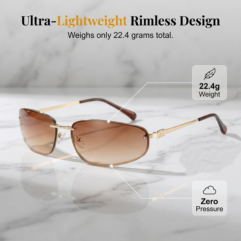 Y2K Retro Rimless Sunglasses for Women