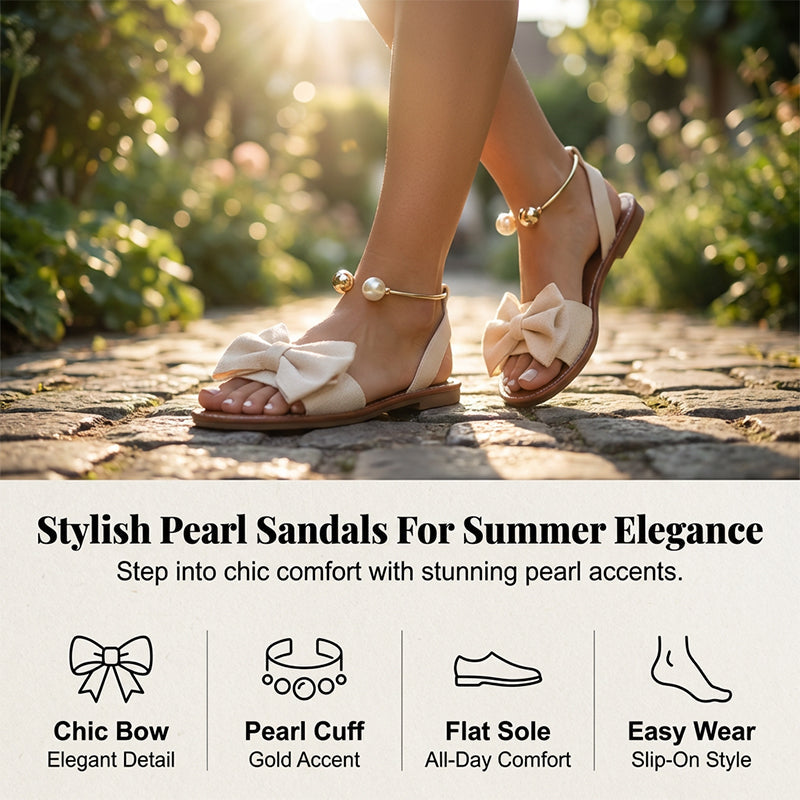 🎉 Last Day Promotion-40% OFF✨Stylish Pearl Ankle Strap Sandals