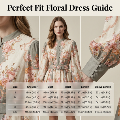 Romantic Floral Print High Neck Mini Dress