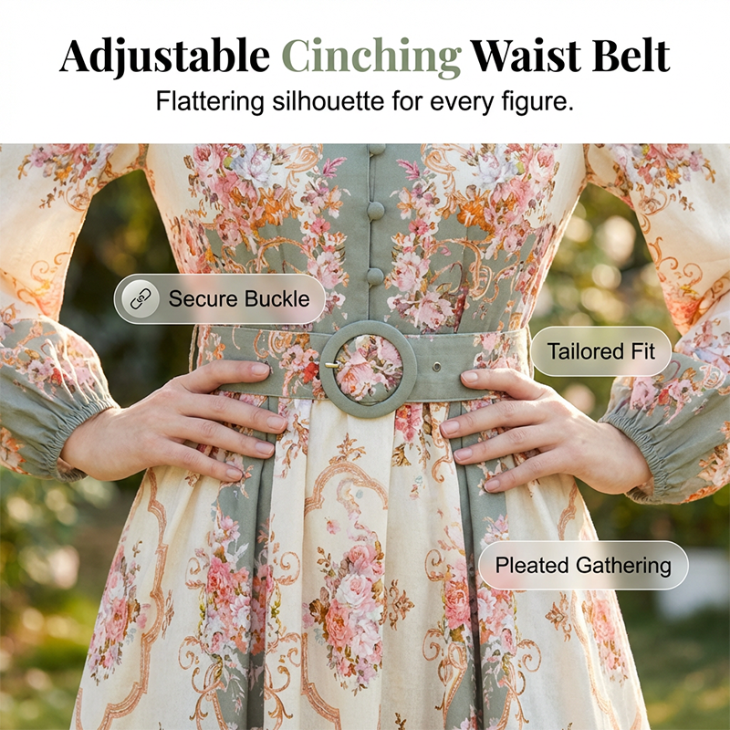 Romantic Floral Print High Neck Mini Dress