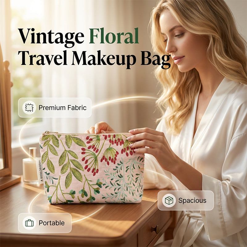 Elegant Floral Printed Cosmetic Bag
