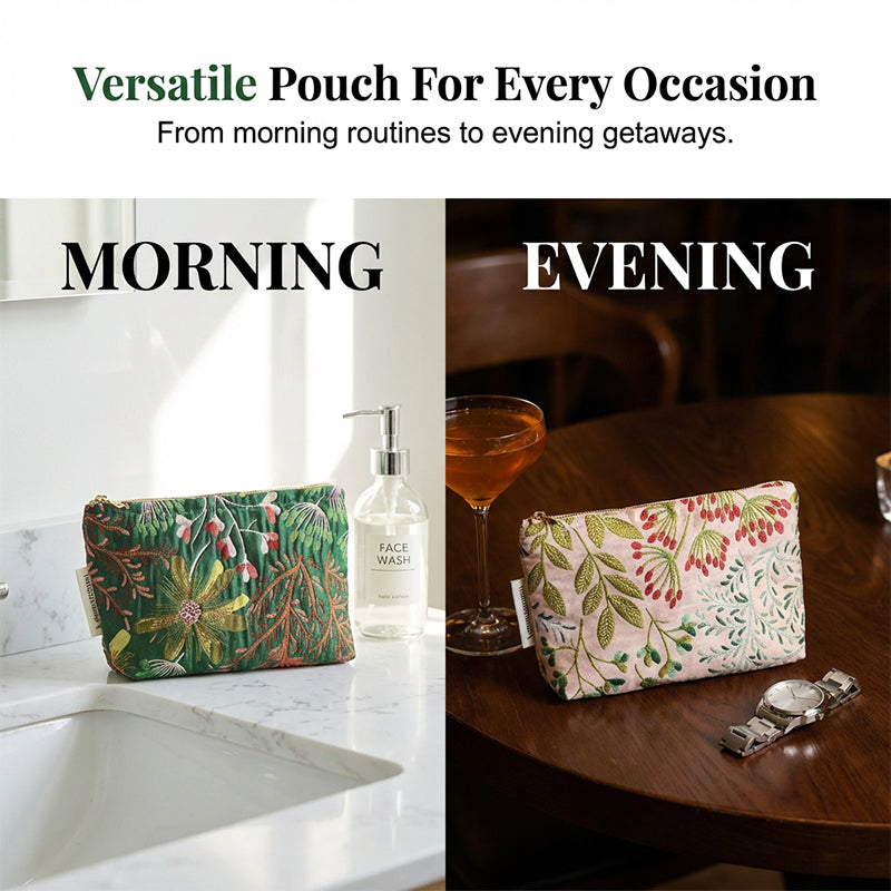 Elegant Floral Printed Cosmetic Bag