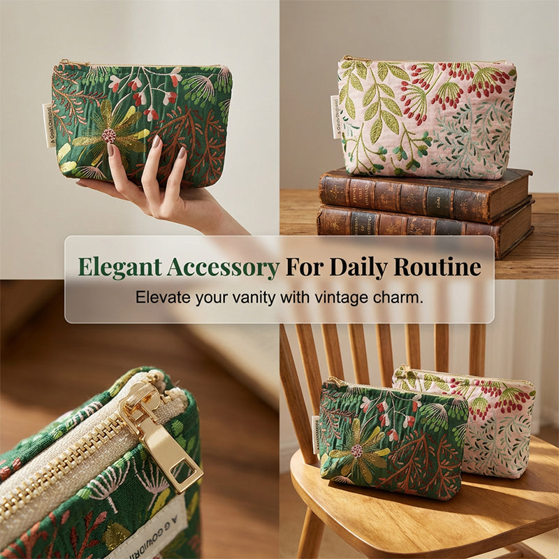 Elegant Floral Printed Cosmetic Bag