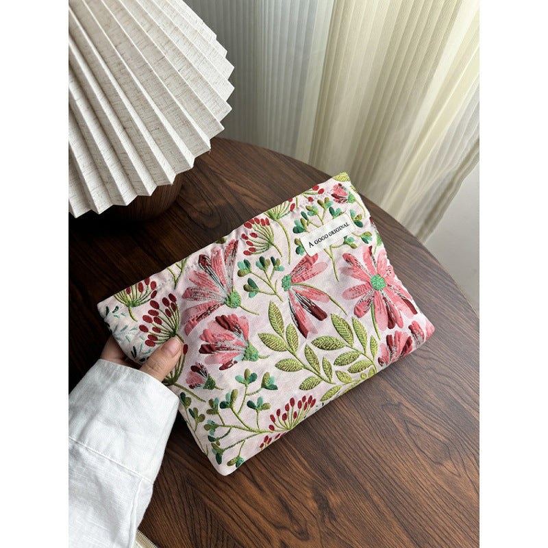 Elegant Floral Printed Cosmetic Bag
