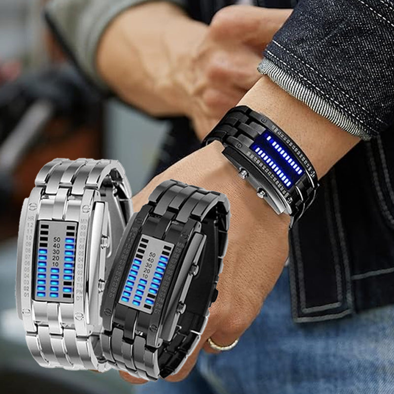 ⌚ 50% OFF NOW! 🤓 Cyberpunk Binary LED Watch – "Only Geeks Get It" – Futuristic, unique & eye-catching with blue LED display 💙