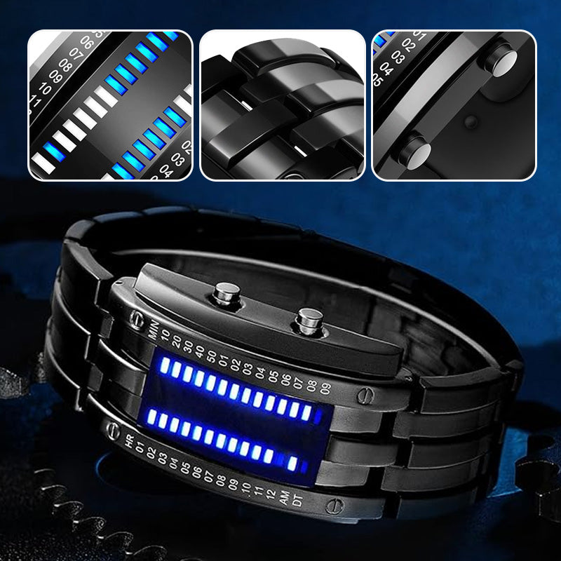 ⌚ 50% OFF NOW! 🤓 Cyberpunk Binary LED Watch – "Only Geeks Get It" – Futuristic, unique & eye-catching with blue LED display 💙