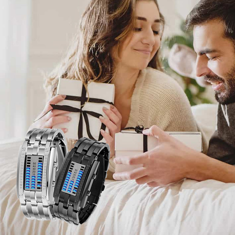 ⌚ 50% OFF NOW! 🤓 Cyberpunk Binary LED Watch – "Only Geeks Get It" – Futuristic, unique & eye-catching with blue LED display 💙