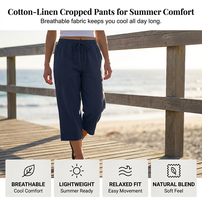 ✨Summer Hot Sale✨Women's Cotton-Linen Blend Cropped Pants