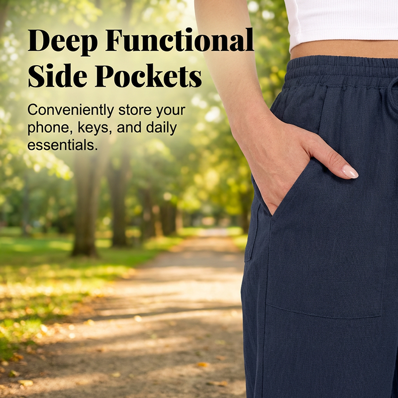 ✨Summer Hot Sale✨Women's Cotton-Linen Blend Cropped Pants