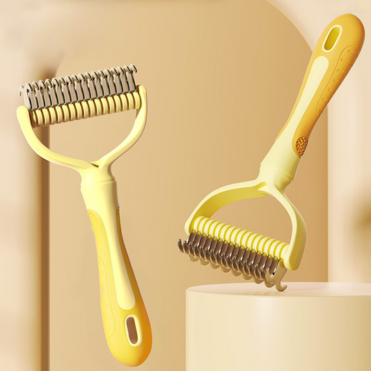 🔥Only £7.99 Each! 🐕Professional Dual-Sided Pet Grooming Rake—Less mess, more cuddles. ✨🧡